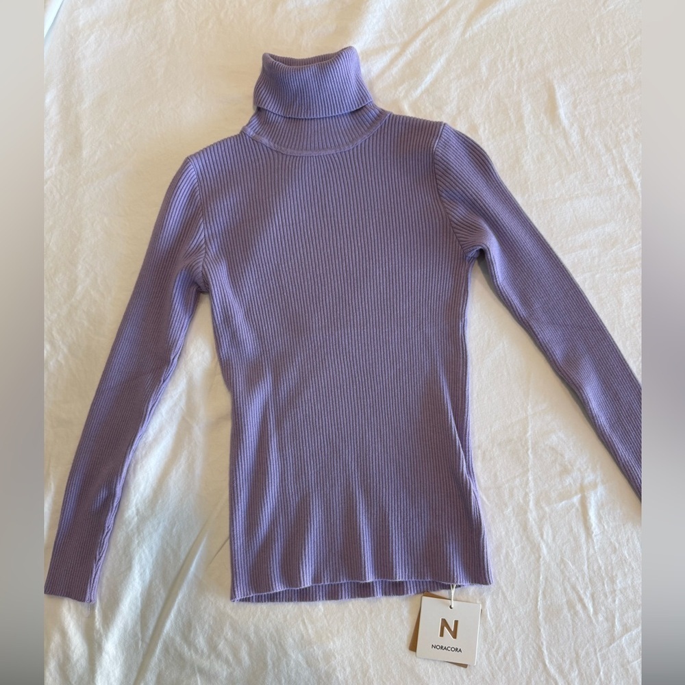 4/$20 NORACORA Women’s Lavender Ribbed Turtleneck Sweater - NEW w/ Tags - Small - Picture 2 of 4